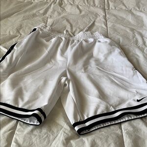 Kids White Athletic Shorts with Black Stripes